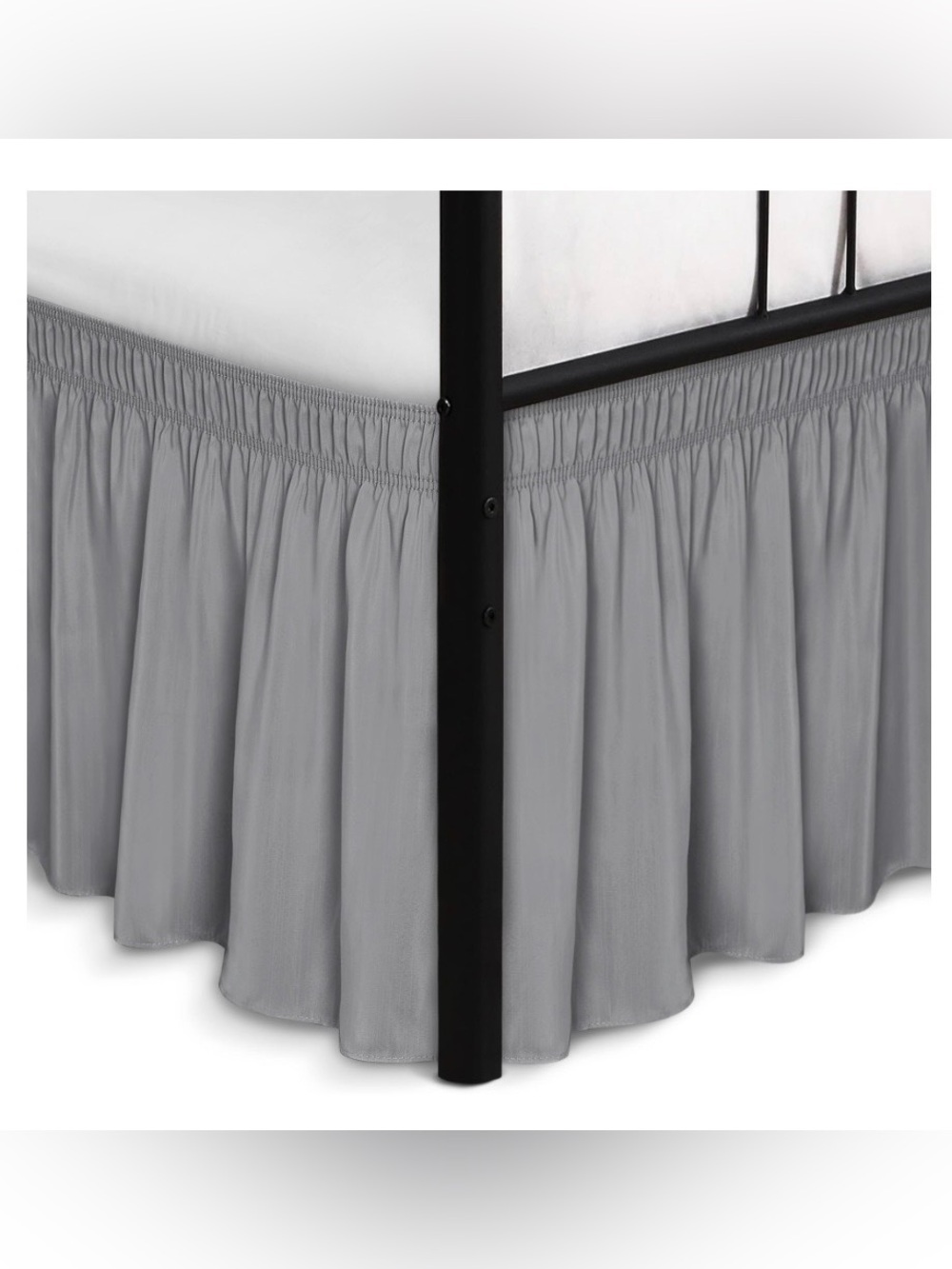 KING Bed Skirt Dust Ruffle Split Corner 14” Drop 100% Microfiber - SILVER GRAY